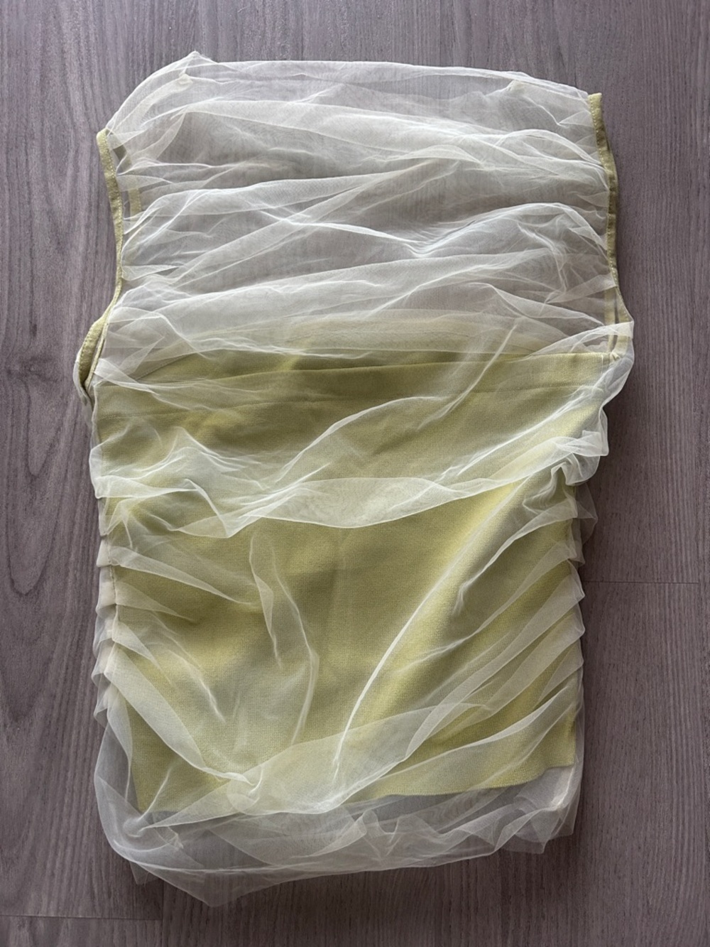 Zara Sheer Layered Top in Light Lime and Ivory - Picture 5 of 5